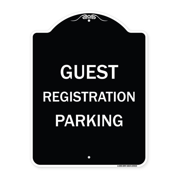 Signmission Guest Registration Parking Heavy-Gauge Aluminum Architectural Sign, 24" x 18", BW-1824-23923 A-DES-BW-1824-23923